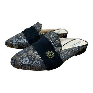 Alex Marie Brocade-Suede Mules Size 9.5